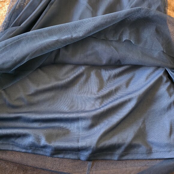 Adrianna Papell Navy Beaded Cold Shoulder Gown V-Neck Formal Evening Dress 12P - Picture 13 of 15